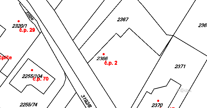 Hýlov 2, Klimkovice na parcele st. 2366 v KÚ Klimkovice, Katastrální mapa