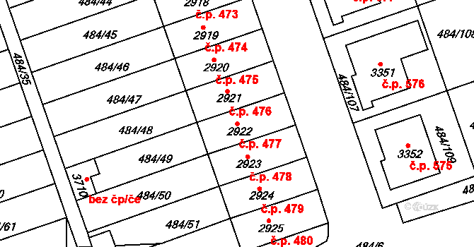 Horní Brána 477, Český Krumlov na parcele st. 2922 v KÚ Český Krumlov, Katastrální mapa