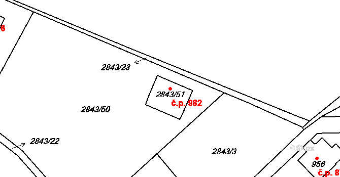 Raspenava 982 na parcele st. 2843/51 v KÚ Raspenava, Katastrální mapa