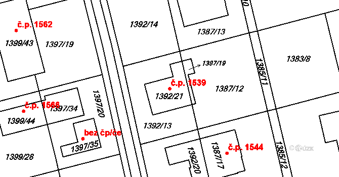 Kylešovice 1539, Opava na parcele st. 1392/21 v KÚ Kylešovice, Katastrální mapa