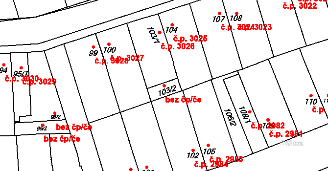 Znojmo 95439862 na parcele st. 103/2 v KÚ Znojmo-Louka, Katastrální mapa