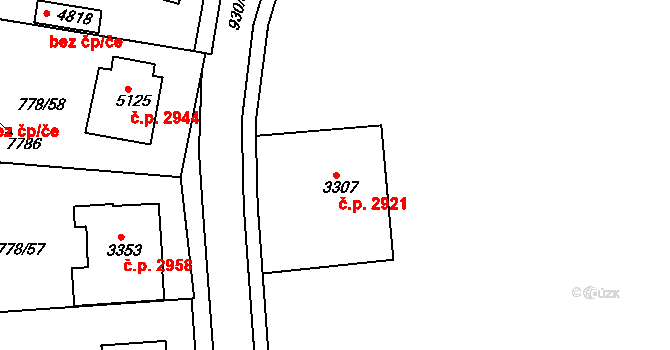 Havlíčkův Brod 2921 na parcele st. 3307 v KÚ Havlíčkův Brod, Katastrální mapa