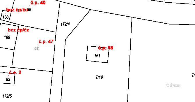 Dolní Novosedly 68 na parcele st. 161 v KÚ Dolní Novosedly, Katastrální mapa