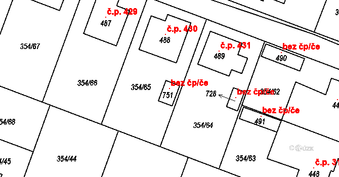 Rožďalovice 105033863 na parcele st. 751 v KÚ Rožďalovice, Katastrální mapa