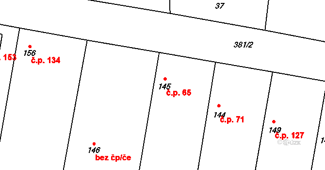 Chotěšice 65 na parcele st. 145 v KÚ Chotěšice, Katastrální mapa