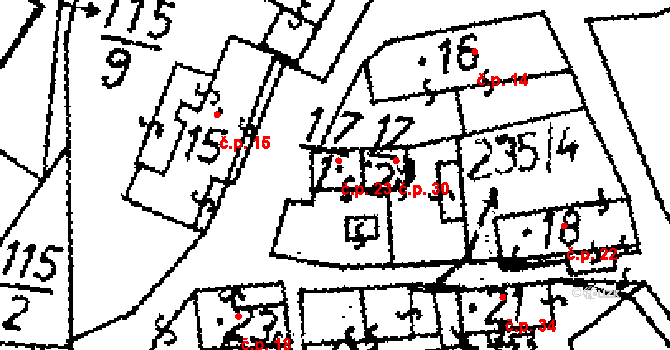 Ostrov 23, Zbraslavice na parcele st. 17/1 v KÚ Ostrov u Bohdanče, Katastrální mapa