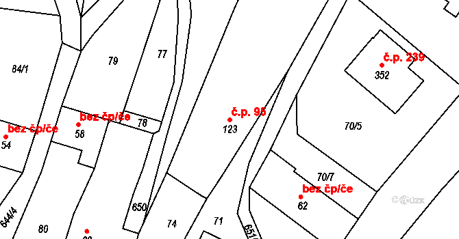Jenišovice 95 na parcele st. 123 v KÚ Jenišovice u Jablonce nad Nisou, Katastrální mapa