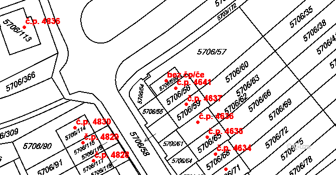 Jihlava 4641 na parcele st. 5706/56 v KÚ Jihlava, Katastrální mapa