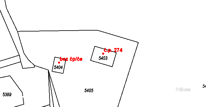 Bystřice 274 na parcele st. 5403 v KÚ Bystřice nad Olší, Katastrální mapa