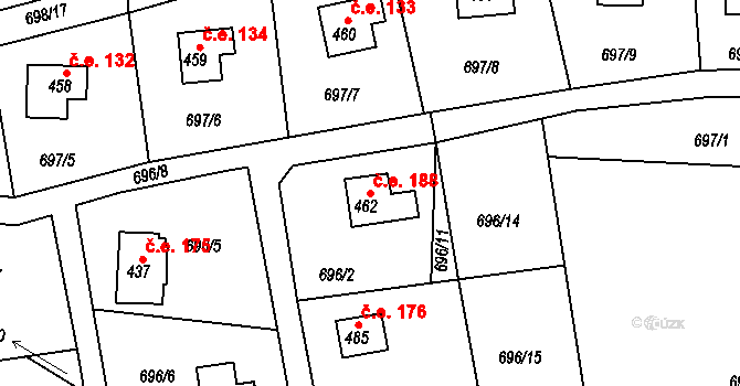Družec 188 na parcele st. 462 v KÚ Družec, Katastrální mapa