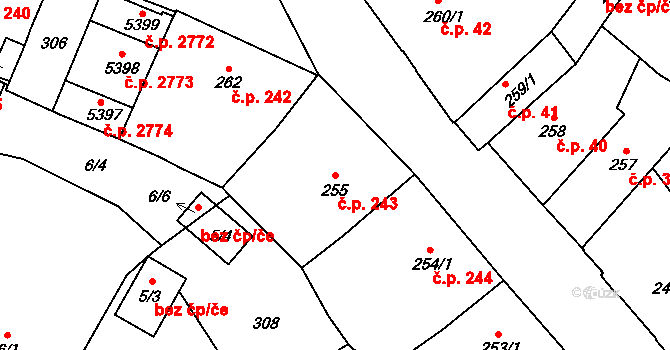 Šumperk 243 na parcele st. 255 v KÚ Šumperk, Katastrální mapa