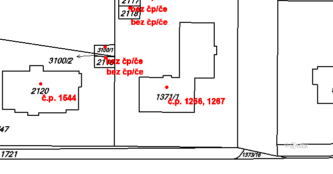 Blansko 1266,1267 na parcele st. 1371/1 v KÚ Blansko, Katastrální mapa