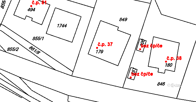 Člupek 37, Němčice na parcele st. 179 v KÚ Němčice u České Třebové, Katastrální mapa