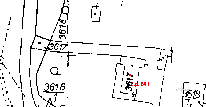 Poděbrady III 851, Poděbrady na parcele st. 3617 v KÚ Poděbrady, Katastrální mapa