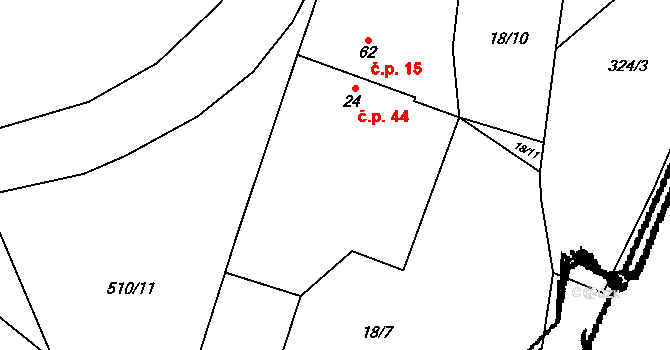 Strkovice 44, Postoloprty na parcele st. 24 v KÚ Strkovice, Katastrální mapa
