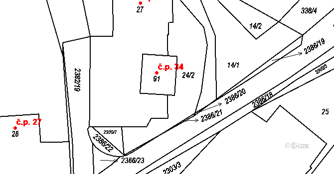 Salačova Lhota 34 na parcele st. 91 v KÚ Salačova Lhota, Katastrální mapa