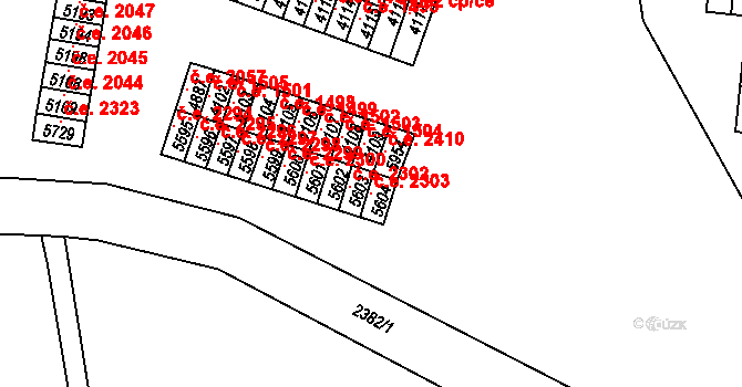 Cheb 2303 na parcele st. 5604 v KÚ Cheb, Katastrální mapa