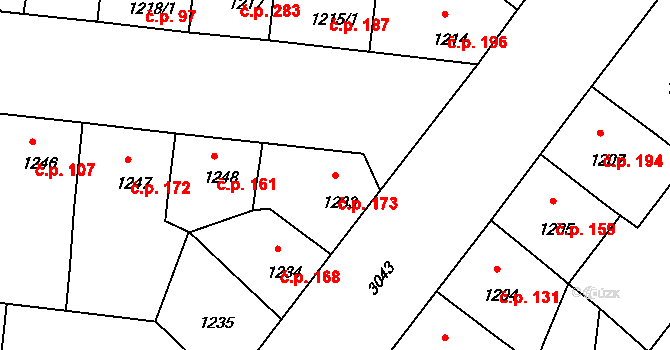 Nusle 173, Praha na parcele st. 1233 v KÚ Nusle, Katastrální mapa