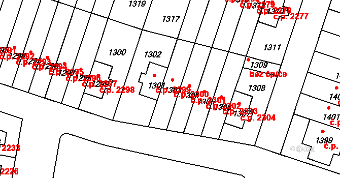 Záběhlice 2300, Praha na parcele st. 1303 v KÚ Záběhlice, Katastrální mapa