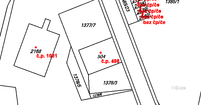 Vrchlabí 498 na parcele st. 504 v KÚ Vrchlabí, Katastrální mapa