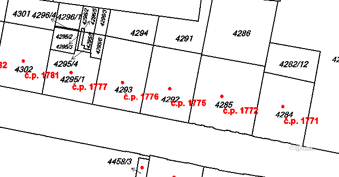 České Budějovice 3 1775, České Budějovice na parcele st. 4292 v KÚ České Budějovice 3, Katastrální mapa
