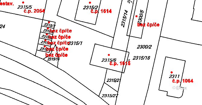České Budějovice 5 1615, České Budějovice na parcele st. 2315/6 v KÚ České Budějovice 5, Katastrální mapa