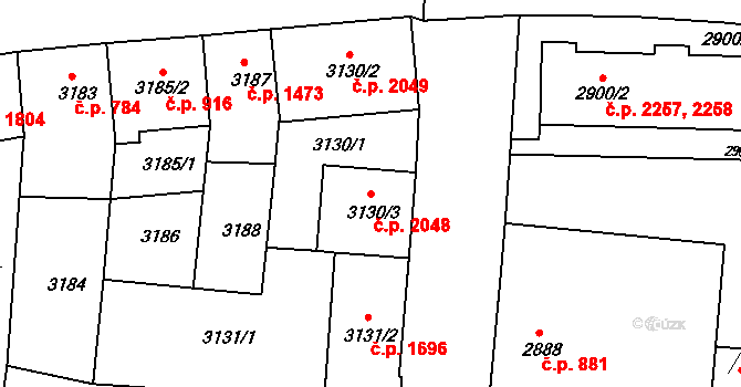 Česká Lípa 2048 na parcele st. 3130/3 v KÚ Česká Lípa, Katastrální mapa