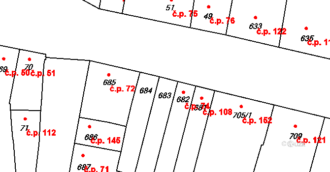 Opatovice 97 na parcele st. 684 v KÚ Opatovice u Rajhradu, Katastrální mapa