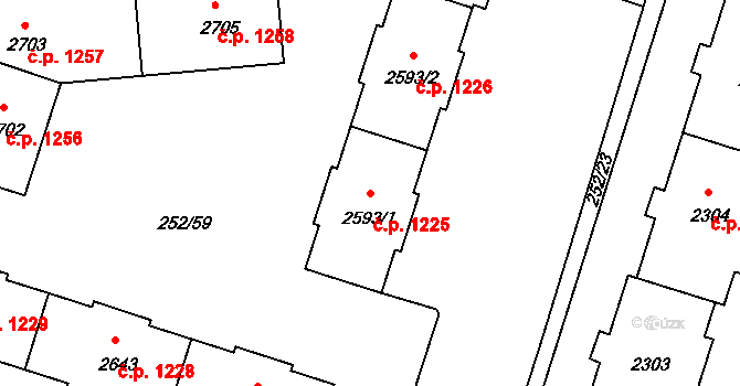 Přeštice 1225 na parcele st. 2593/1 v KÚ Přeštice, Katastrální mapa