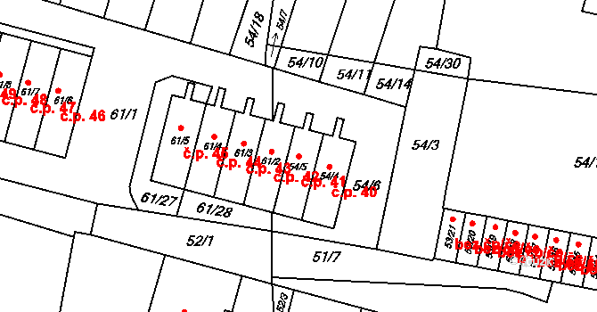 Poláky 41, Chbany na parcele st. 54/5 v KÚ Poláky, Katastrální mapa