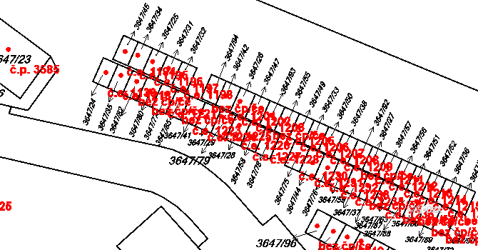 Znojmo 1226 na parcele st. 3647/28 v KÚ Znojmo-město, Katastrální mapa