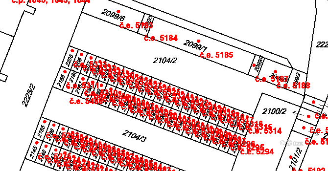 Kadaň 5323 na parcele st. 2215 v KÚ Kadaň, Katastrální mapa