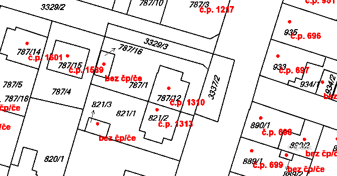 Benešov 1310 na parcele st. 787/12 v KÚ Benešov u Prahy, Katastrální mapa