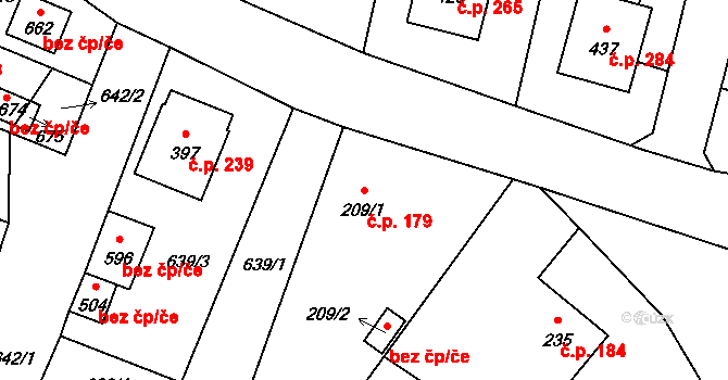Čechtice 179 na parcele st. 209/1 v KÚ Čechtice, Katastrální mapa