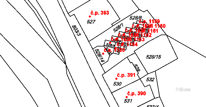 Děčín IV-Podmokly 1180, Děčín na parcele st. 528/14 v KÚ Podmokly, Katastrální mapa