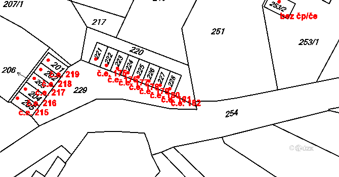 Bystřice nad Pernštejnem 182 na parcele st. 228 v KÚ Bystřice nad Pernštejnem, Katastrální mapa