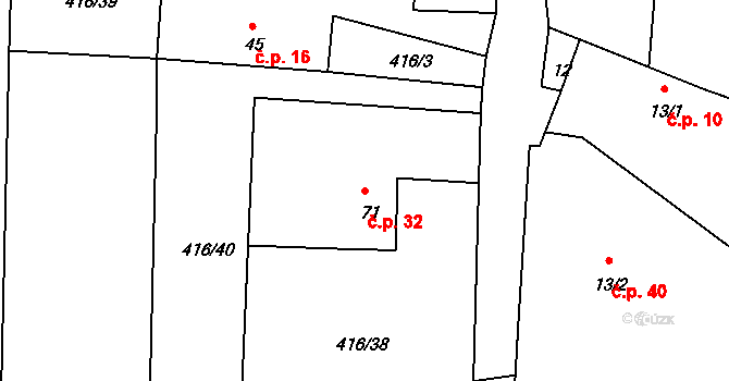 Bošovice 32, Čížová na parcele st. 71 v KÚ Bošovice u Čížové, Katastrální mapa