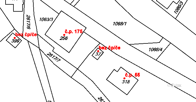 Oldřiš 40169863 na parcele st. 377 v KÚ Oldřiš u Poličky, Katastrální mapa