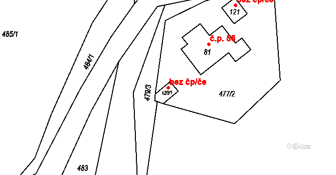 Unčín 41228863 na parcele st. 120/1 v KÚ Unčín, Katastrální mapa