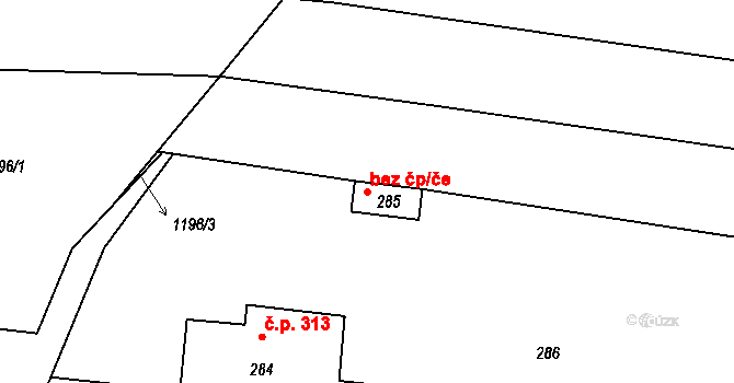 Opatovice 42588863 na parcele st. 285 v KÚ Opatovice u Rajhradu, Katastrální mapa