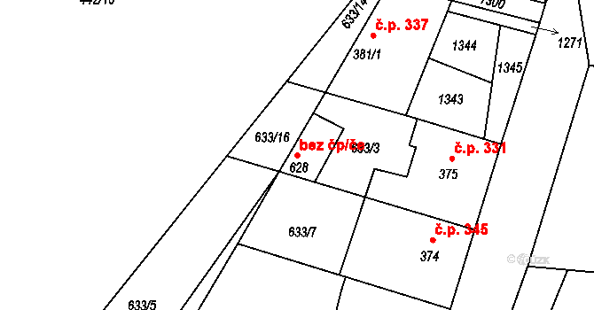 Lázně Toušeň 42901863 na parcele st. 628 v KÚ Lázně Toušeň, Katastrální mapa