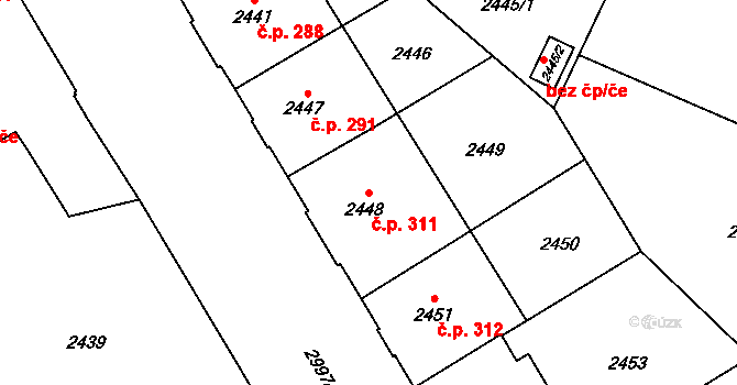 Předměstí 311, Opava na parcele st. 2448 v KÚ Opava-Předměstí, Katastrální mapa