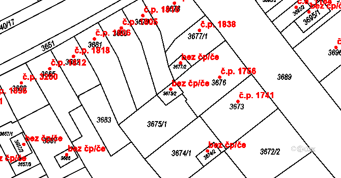 Chomutov 45030863 na parcele st. 3675/2 v KÚ Chomutov I, Katastrální mapa