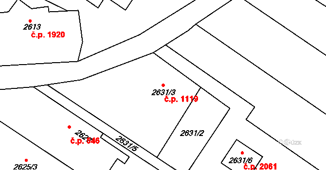 Hlučín 1119 na parcele st. 2631/3 v KÚ Hlučín, Katastrální mapa