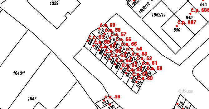 Boršice 66 na parcele st. 885 v KÚ Boršice u Buchlovic, Katastrální mapa