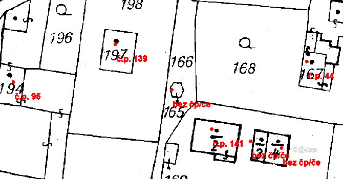Heřmanova Huť 49775863 na parcele st. 165 v KÚ Dolní Sekyřany, Katastrální mapa