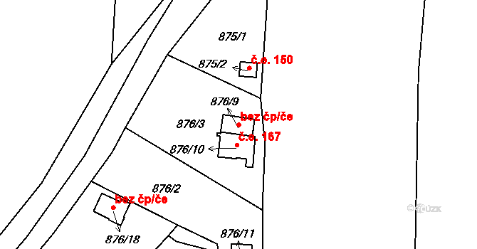 Zruč-Senec 49943863 na parcele st. 876/9 v KÚ Senec u Plzně, Katastrální mapa