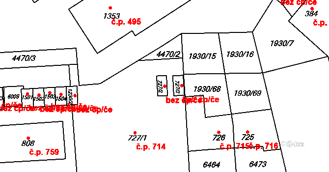 Hrušovany nad Jevišovkou 50063863 na parcele st. 727/2 v KÚ Hrušovany nad Jevišovkou, Katastrální mapa