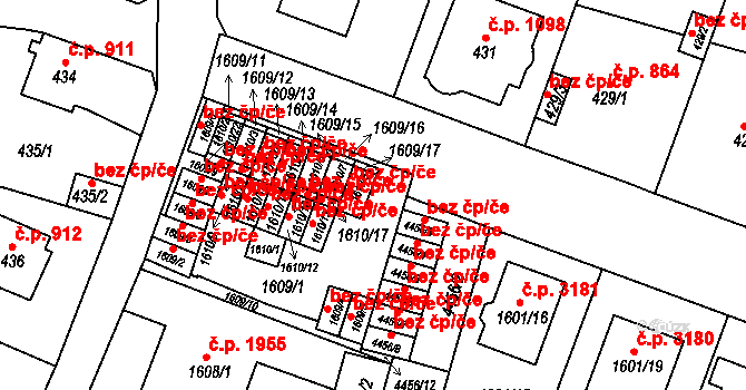 Teplice 50474863 na parcele st. 1610/8 v KÚ Teplice, Katastrální mapa