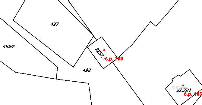 Hlinsko 780 na parcele st. 2257/1 v KÚ Hlinsko v Čechách, Katastrální mapa